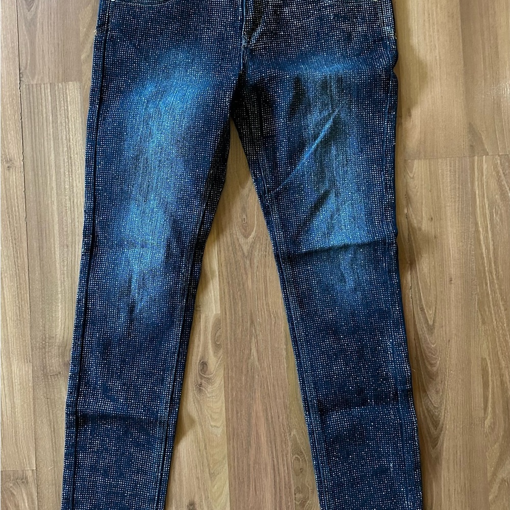 Justice glitter jeans size 14.5 bling, sparkly, sparkle, tween - Picture 4 of 7